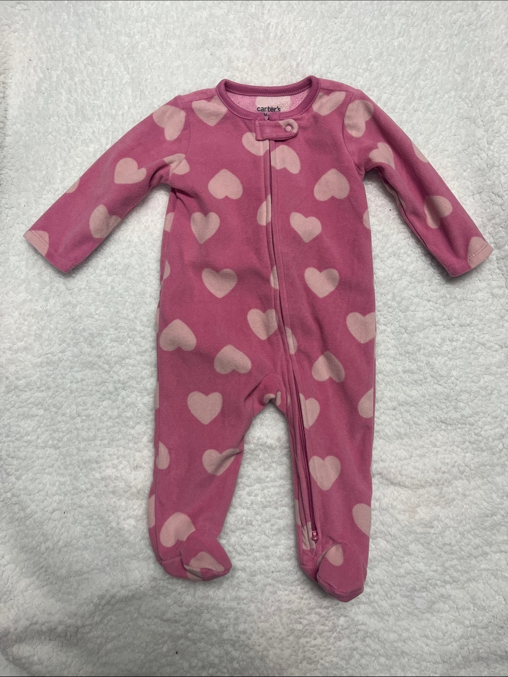 4/25$ Carter's Pink Heart-Print Fleece One-Piece for Kids